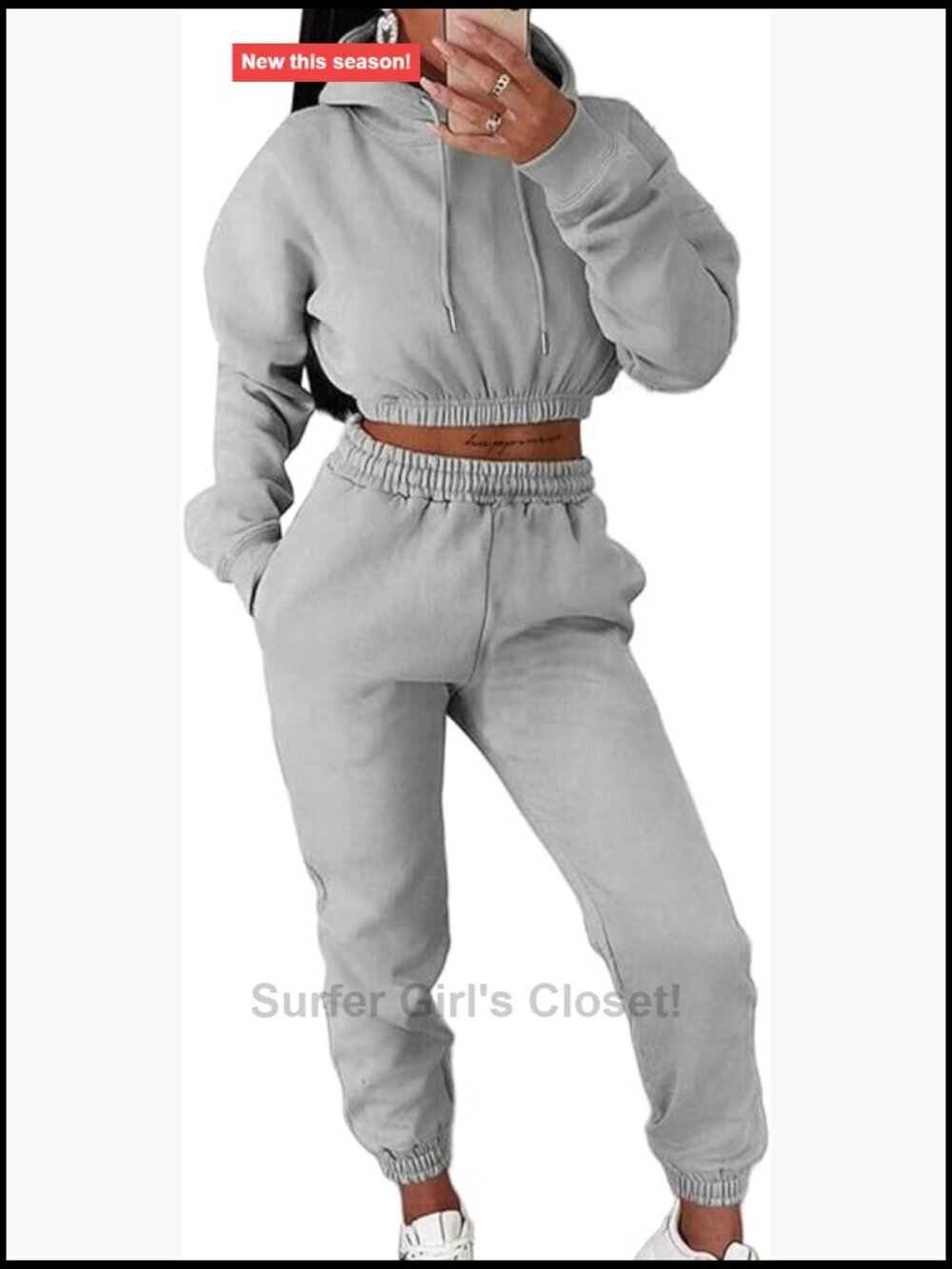 Long Sleeve Crop Hoodie and Jogger Pants 2 Piece Outfit Set